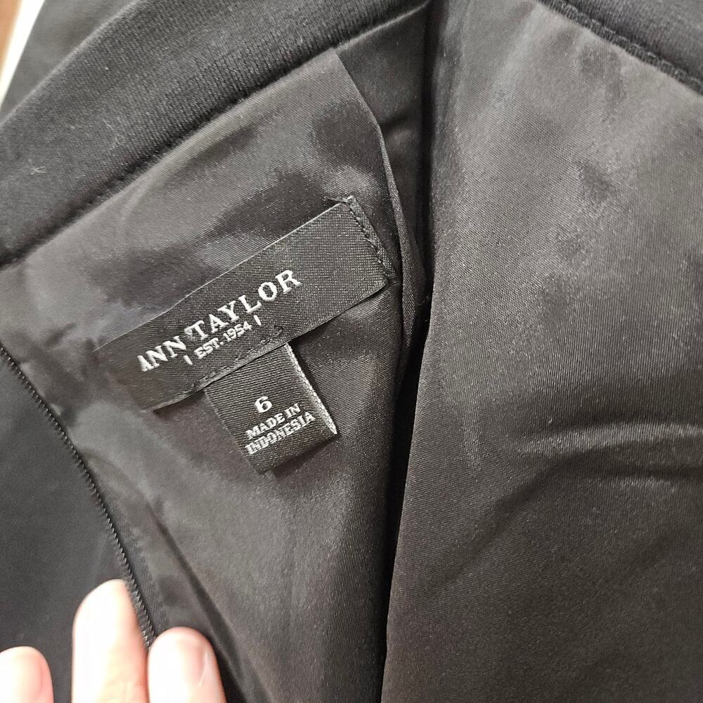 Ann Taylor Faux Leather Side Black Pencil Skirt Front Pocket Sz 6 Small Stretch - Picture 8 of 8